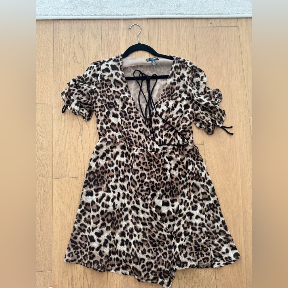 Aqua Leopard Print Wrap Dress